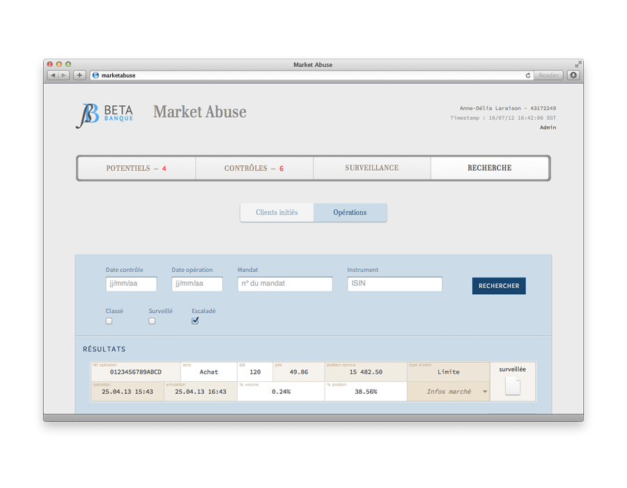 Market abuse screenshot