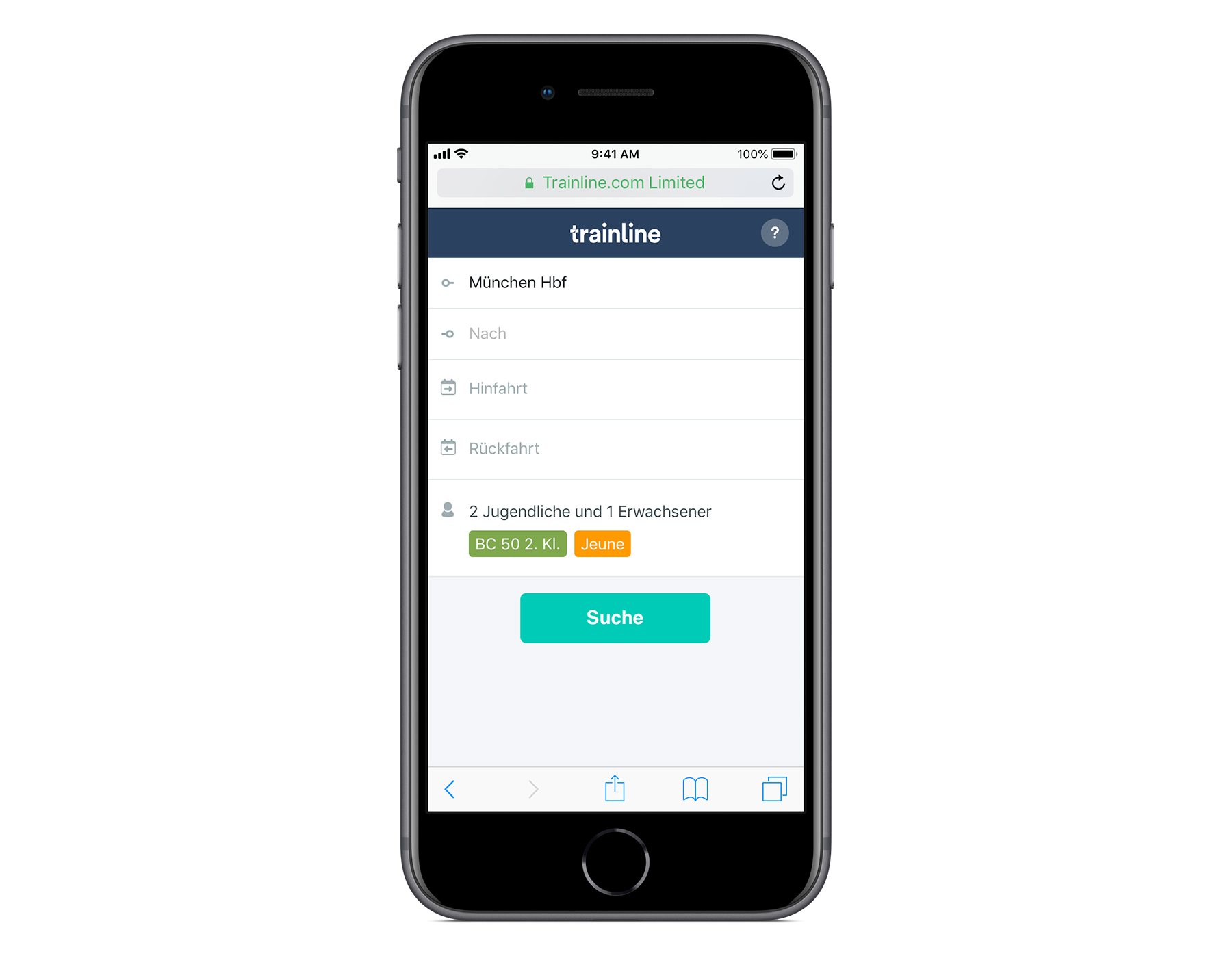 mobile web app, german search form