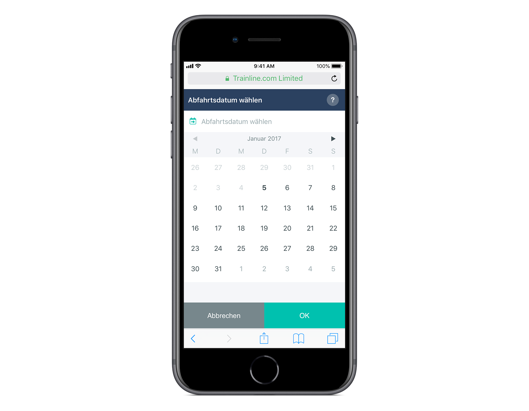 mobile web app, date picking in german