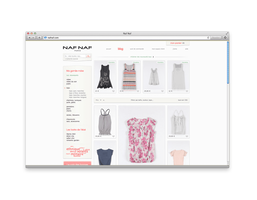 Naf Naf eshop product category page