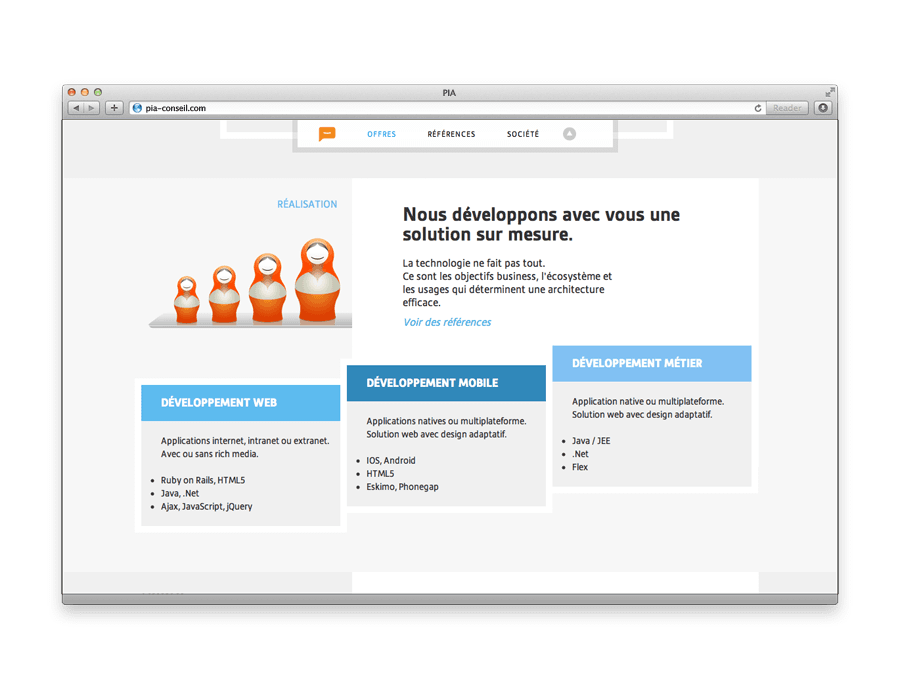 écran du site PIA